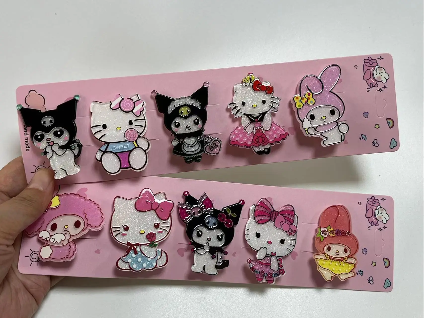 5Pcs Kawaii Sanrio Cartoon Acrylic Glitter Patch Hair Edge Clip Jewelry Hairpin Cute Girl Sweet Headwear Anime Hairs Accessories
5Pcs Kawaii Sanrio Cartoon Acrylic Glitter Patch Hair Edge Clip Jewelry Hairpin Cute Girl Sweet Headwear Anime Hairs Accessories