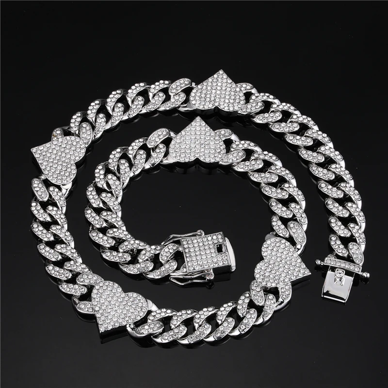 Hip Hop Rhinestones love 13MM Cuban Link Chain Silver Color CZ Miami Rapper Necklaces Bracelet For Men Women Jewelry Gift Choker
Hip Hop Rhinestones love 13MM Cuban Link Chain Silver Color CZ Miami Rapper Necklaces Bracelet For Men Women Jewelry Gift Choker