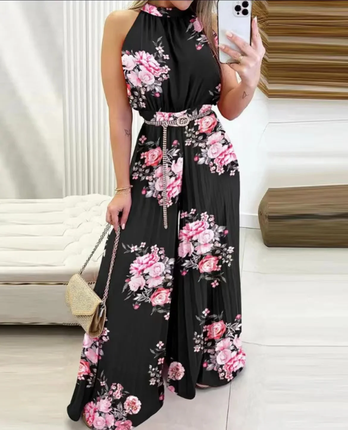 Summer Fashion Printed Chiffon Jumpsuit Women Sexy Round Neck Sleeveless High Waist Pleated Wide Leg Pants Loose Jumpsuit Women
Summer Fashion Printed Chiffon Jumpsuit Women Sexy Round Neck Sleeveless High Waist Pleated Wide Leg Pants Loose Jumpsuit Women