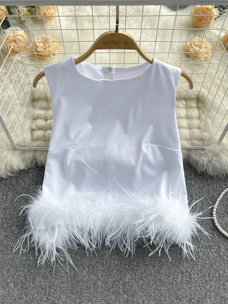 Женский жилет на молнии с подолом и перьями, женская верхняя одежда, летнее Новое поступление, дизайнерский темпераментный модный топ без р...
Женский жилет на молнии с подолом и перьями, женская верхняя одежда, летнее Новое поступление, дизайнерский темпераментный модный топ без р...