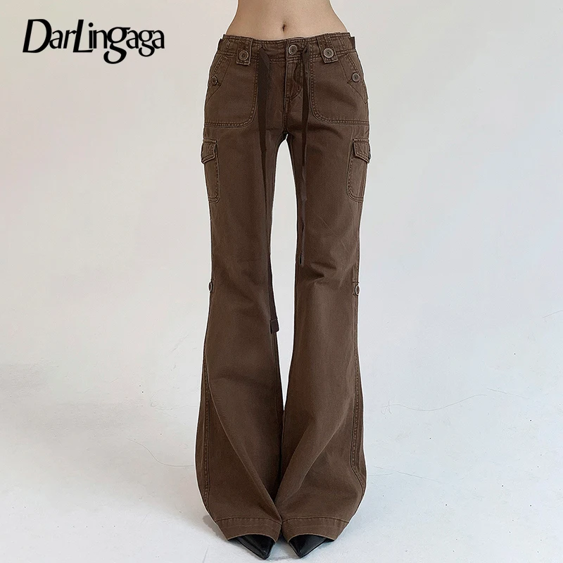 Darlingaga Vintage Y2K Chic Brown Low Waisted Flared Jeans Stitched Streetwear Grunge Denim Trousers Korean Boot Cut Pants Slim 
Darlingaga Vintage Y2K Chic Brown Low Waisted Flared Jeans Stitched Streetwear Grunge Denim Trousers Korean Boot Cut Pants Slim