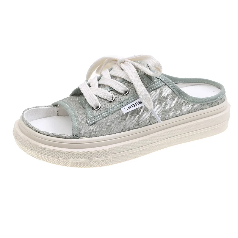 Mesh Front Lace Up Sandals Women's Fashion 2022 Summer New Style Casual and Versatile Canvas Slippers with Thick Soles
Mesh Front Lace Up Sandals Women's Fashion 2022 Summer New Style Casual and Versatile Canvas Slippers with Thick Soles