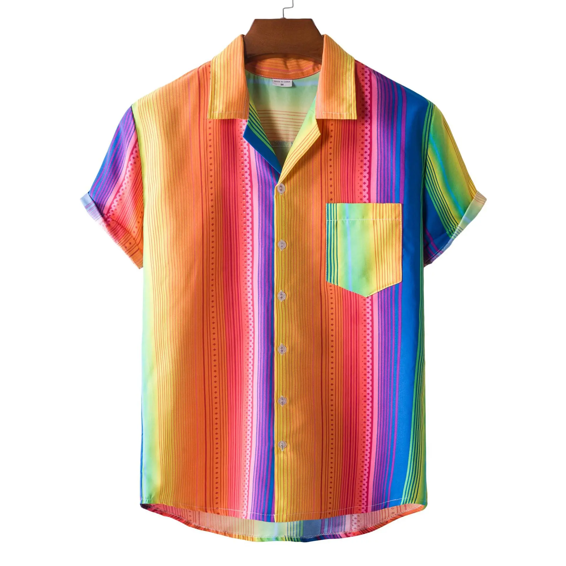 Mens Colorful Striped Beach Aloha Shirts Slim Fit Short Sleeve Hawaiian Shirt Men Party Holiday Vacation Clothing Chemise Homme
Mens Colorful Striped Beach Aloha Shirts Slim Fit Short Sleeve Hawaiian Shirt Men Party Holiday Vacation Clothing Chemise Homme