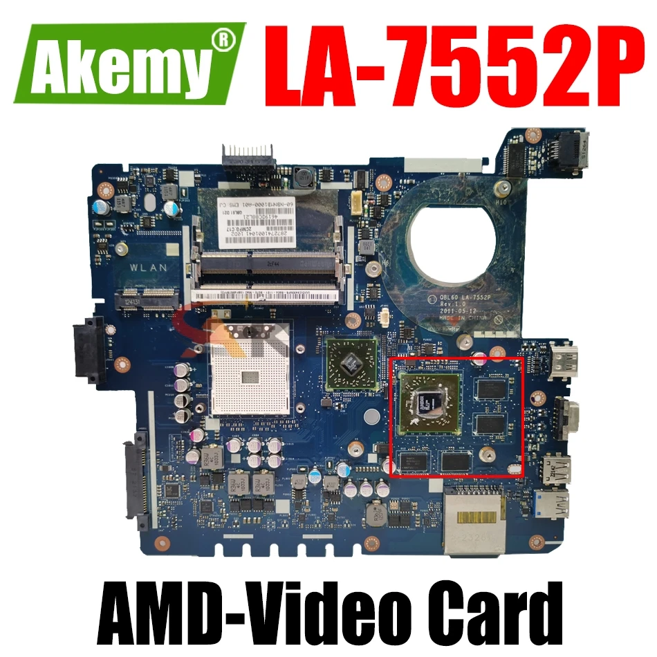 AKEMY LA-7552P Laptop Motherboard For ASUS K53TA K53TK K53T Original Mainboard AMD-Video Card
AKEMY LA-7552P Laptop Motherboard For ASUS K53TA K53TK K53T Original Mainboard AMD-Video Card
