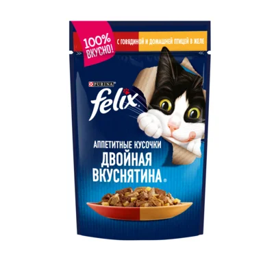 24 шт. Felix Паучи Кусочки в желе для кошек с говядиной и птицей 122949341244968312493546 0 085 кг |