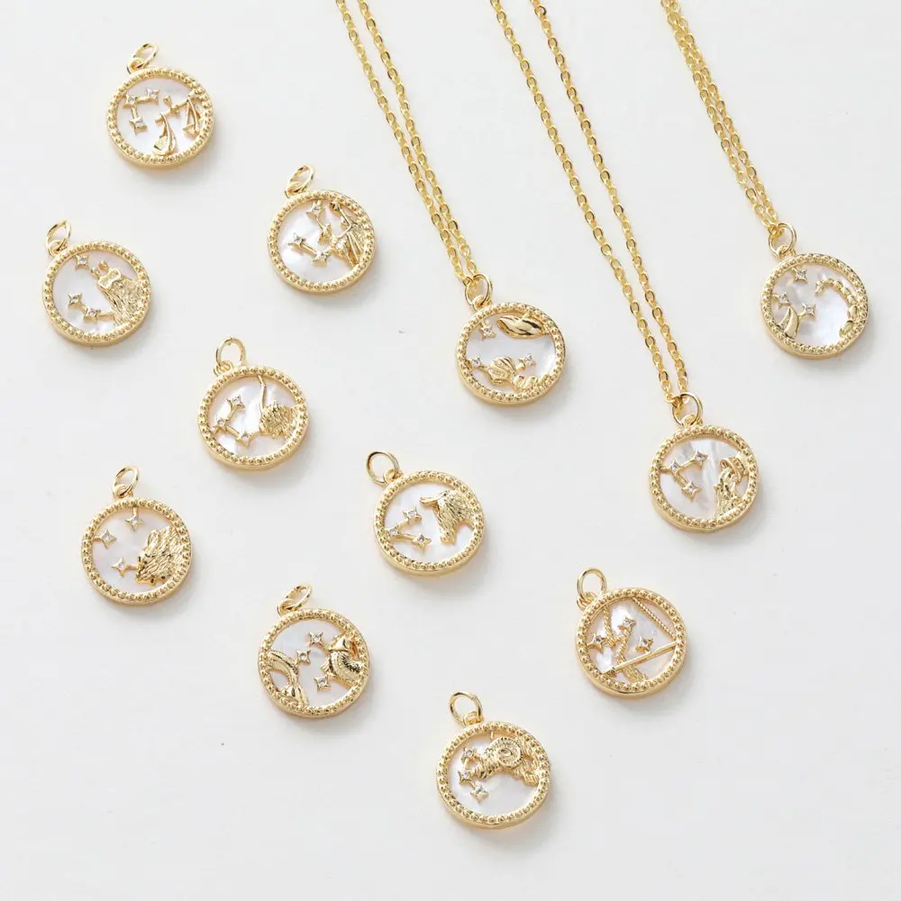 1PCS 16mm Natural Shell Constellation Pendant Necklace Brass Zircon Charms for Jewelry Making DIY 14k Gold Plated Accessories
1PCS 16mm Natural Shell Constellation Pendant Necklace Brass Zircon Charms for Jewelry Making DIY 14k Gold Plated Accessories