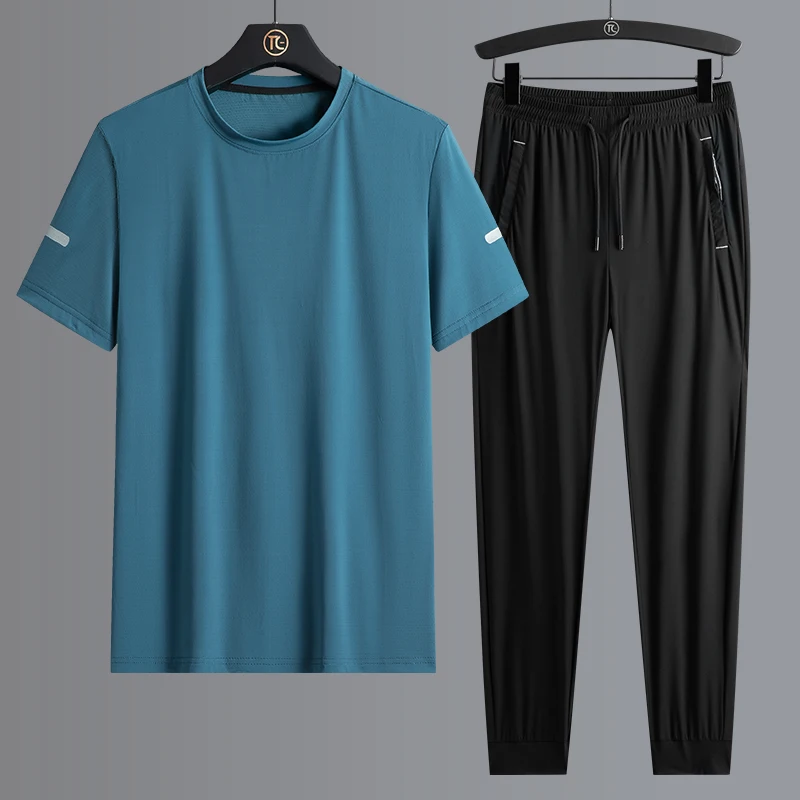 Ice Silk T-shirt Men's Trousers Short Sleeve Sports Suit Ice Silk Large Suit Ice Silk Pants Ice Silk Suit Two-piece Set 2022
Ice Silk T-shirt Men's Trousers Short Sleeve Sports Suit Ice Silk Large Suit Ice Silk Pants Ice Silk Suit Two-piece Set 2022