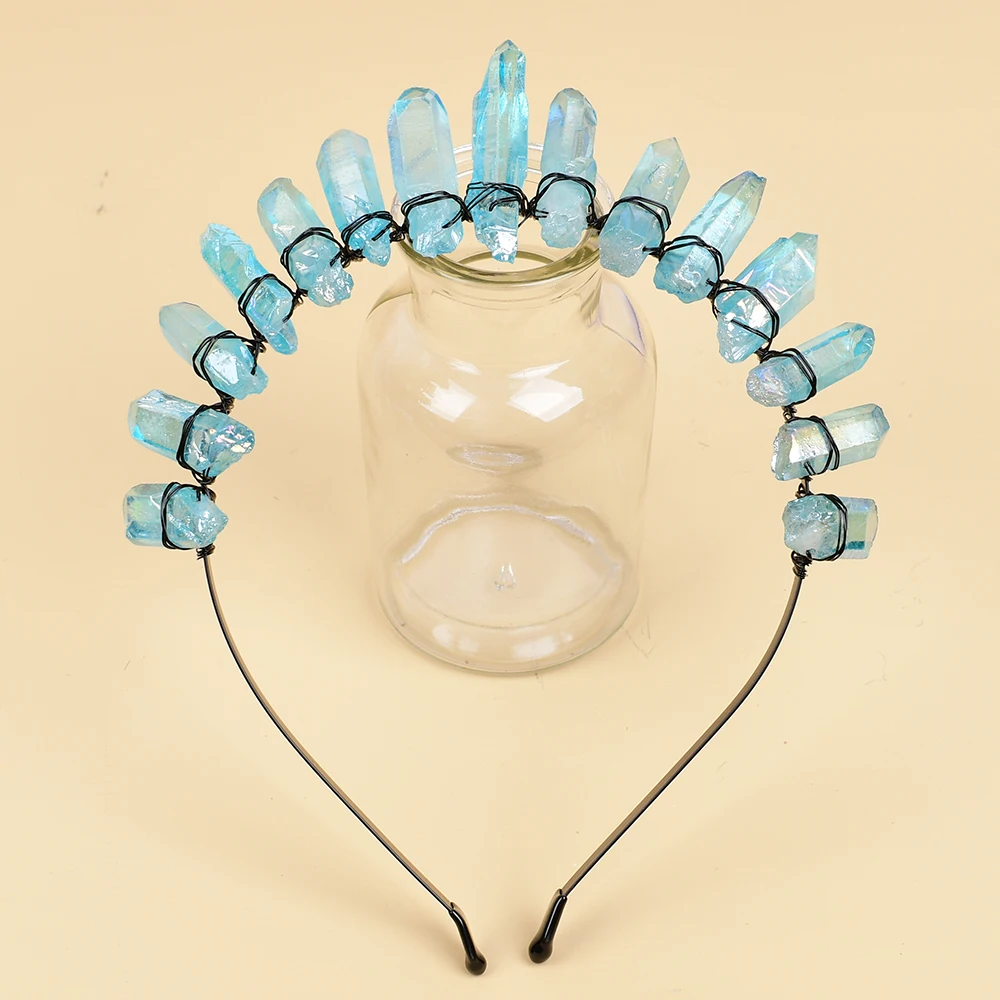 Raw Blue Crystal Hair Hoop Headband Hair Jewelry Bridal Hair Accessories Headpiece Quartz Tiara Mermaid Crown Wedding Battette
Raw Blue Crystal Hair Hoop Headband Hair Jewelry Bridal Hair Accessories Headpiece Quartz Tiara Mermaid Crown Wedding Battette