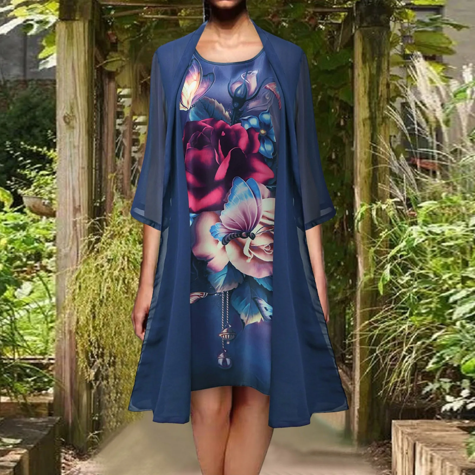 45# Women Casual Boho Print Dress Loose Half Sleeve O-neck Knee-length Dress Chiffon Shawl Cardigan Vintage Dresses For Women
45# Women Casual Boho Print Dress Loose Half Sleeve O-neck Knee-length Dress Chiffon Shawl Cardigan Vintage Dresses For Women