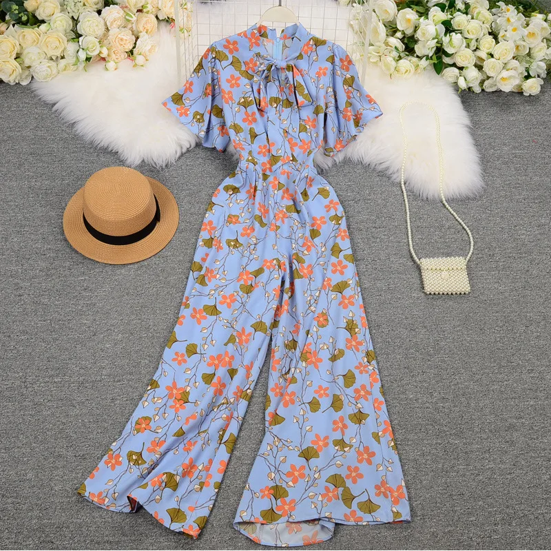Summer Women Casual Short Sleeve lace-up Collar Jumpsuits Ladies Boho Floral Bodysuit Wide Leg Loose Long Pants Trousers
Summer Women Casual Short Sleeve lace-up Collar Jumpsuits Ladies Boho Floral Bodysuit Wide Leg Loose Long Pants Trousers