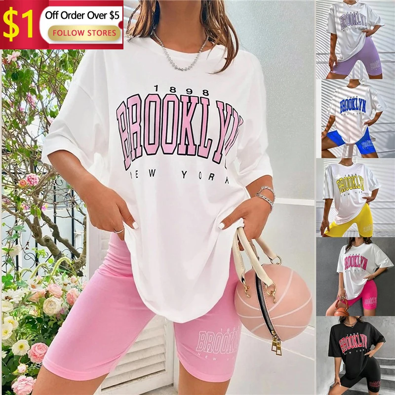 Women Harajuku Tshirt Letter Print Short Sleeve Tee Tops Summer Casual Oversized T-Shirts Female Clothes T-Shirt Set
Women Harajuku Tshirt Letter Print Short Sleeve Tee Tops Summer Casual Oversized T-Shirts Female Clothes T-Shirt Set
