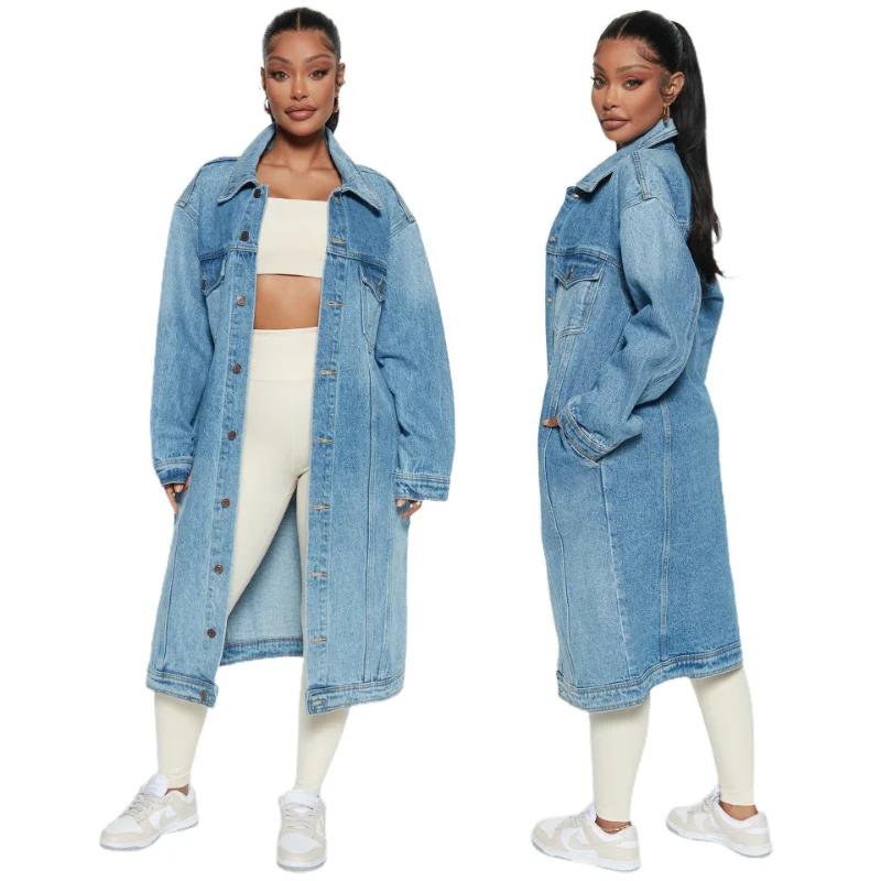 WUHE Long Sleeve Single Breasted Turn-down Neck Belt Waist Slim Denim Coat 2023 Fashion Women New Streetwear Jean Trench
WUHE Long Sleeve Single Breasted Turn-down Neck Belt Waist Slim Denim Coat 2023 Fashion Women New Streetwear Jean Trench