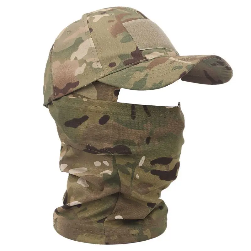 

2022 Военная Тактическая армейская бейсболка с капюшоном для мужчин и женщин, летние Снэпбэк кепки от солнца, уличная камуфляжная Балаклава, полулыжная маска