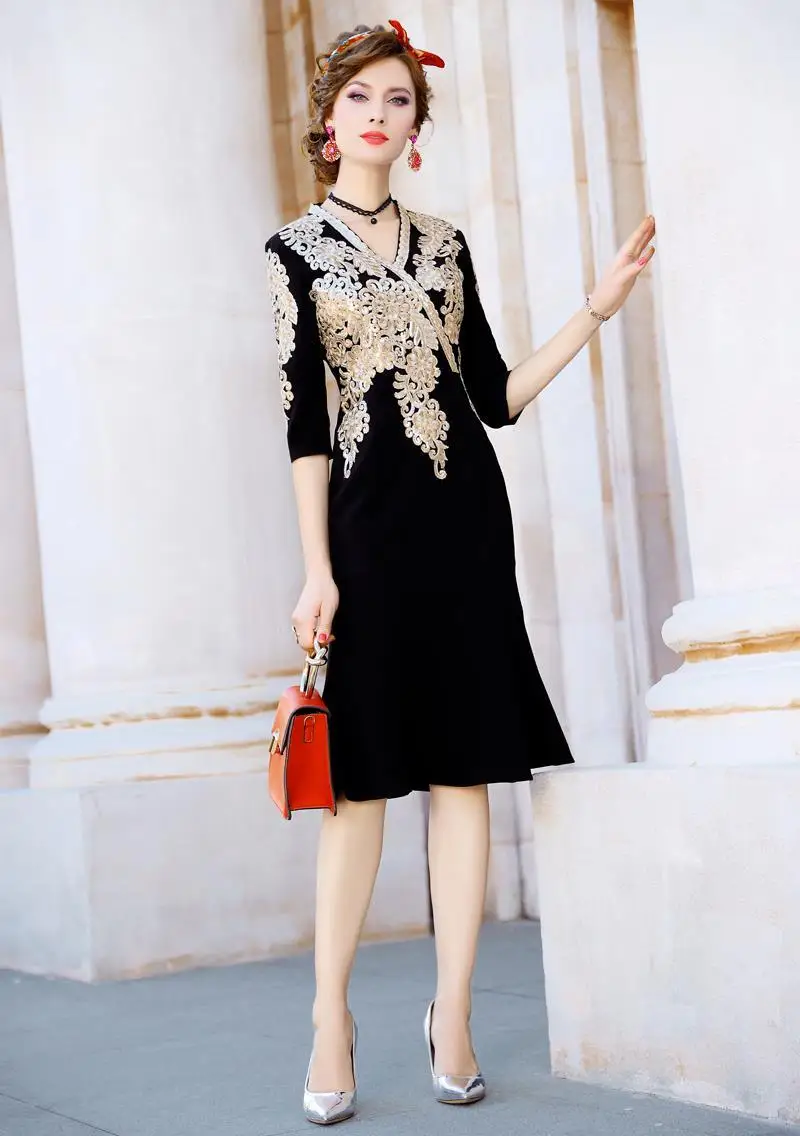 Women Spring Autumn Luxury Sequin Embroidery Dress Black Sexy Slim Cocktail Party Robe Female Vintage Trumpet Dress Vestidos
Women Spring Autumn Luxury Sequin Embroidery Dress Black Sexy Slim Cocktail Party Robe Female Vintage Trumpet Dress Vestidos