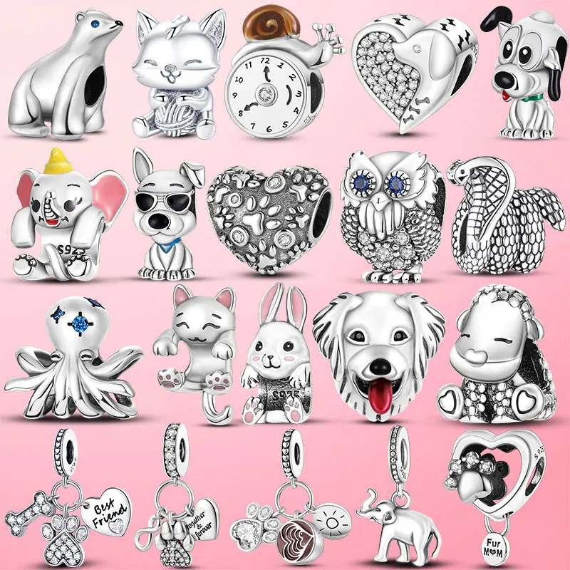 Шарм-подвеска в виде слона из серебра 925 пробы, животное, собачья лапа, кошка, змея, Сова, подходят для браслета Pandora, оригинальные изящные укр...
Шарм-подвеска в виде слона из серебра 925 пробы, животное, собачья лапа, кошка, змея, Сова, подходят для браслета Pandora, оригинальные изящные укр...