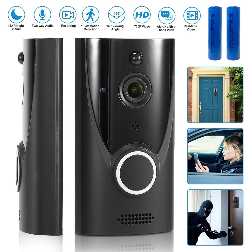 

Smart WiFi Video Doorbell, 720P HD WiFi Video Doorbell with Two-way Talk PIR Motion Detection IR Night Vision for Home Security