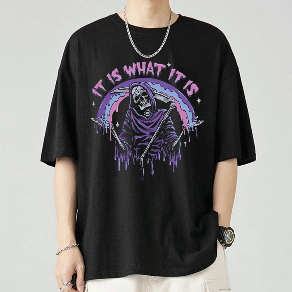 Horror Death It Is What It Is Graphic T Shirts Men Women Gothic 90s Vintage T-shirt Oversized Streetwear Tops Cotton Tee Shirt
Horror Death It Is What It Is Graphic T Shirts Men Women Gothic 90s Vintage T-shirt Oversized Streetwear Tops Cotton Tee Shirt