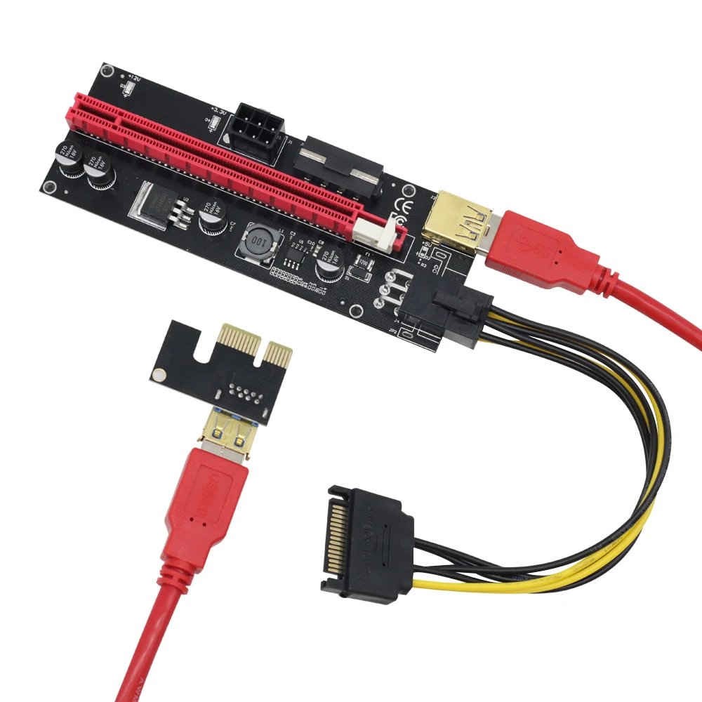 VER009 USB 3.0 PCI-E Riser VER 009S Express 1X 4x 8x 16x Extender Riser Adapter Card SATA 15pin to 6 pin Power Cable
VER009 USB 3.0 PCI-E Riser VER 009S Express 1X 4x 8x 16x Extender Riser Adapter Card SATA 15pin to 6 pin Power Cable