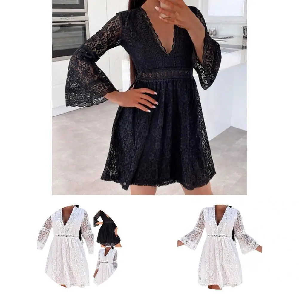 Super Soft Charming Lace Stitch Sleeve Sweet Dress Breathable Women Dress Deep V-Neck for Daily Wear
Super Soft Charming Lace Stitch Sleeve Sweet Dress Breathable Women Dress Deep V-Neck for Daily Wear