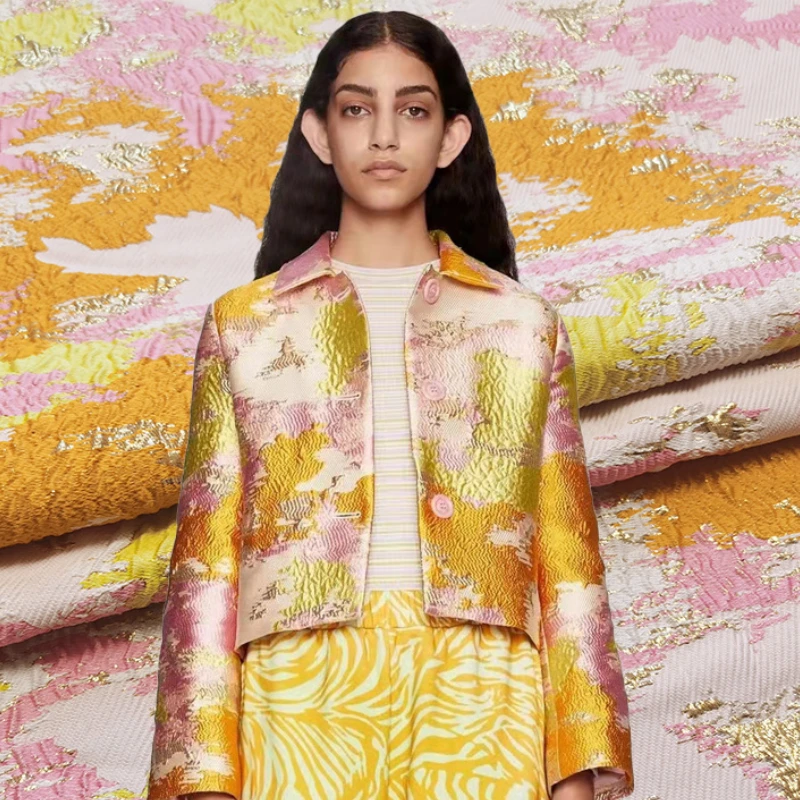 French Gold Silk Jacquard Fabric Fashion Romantic Luxury Dinner Dress Windbreaker for Dress Brocade Cloth Per Meter Material
French Gold Silk Jacquard Fabric Fashion Romantic Luxury Dinner Dress Windbreaker for Dress Brocade Cloth Per Meter Material