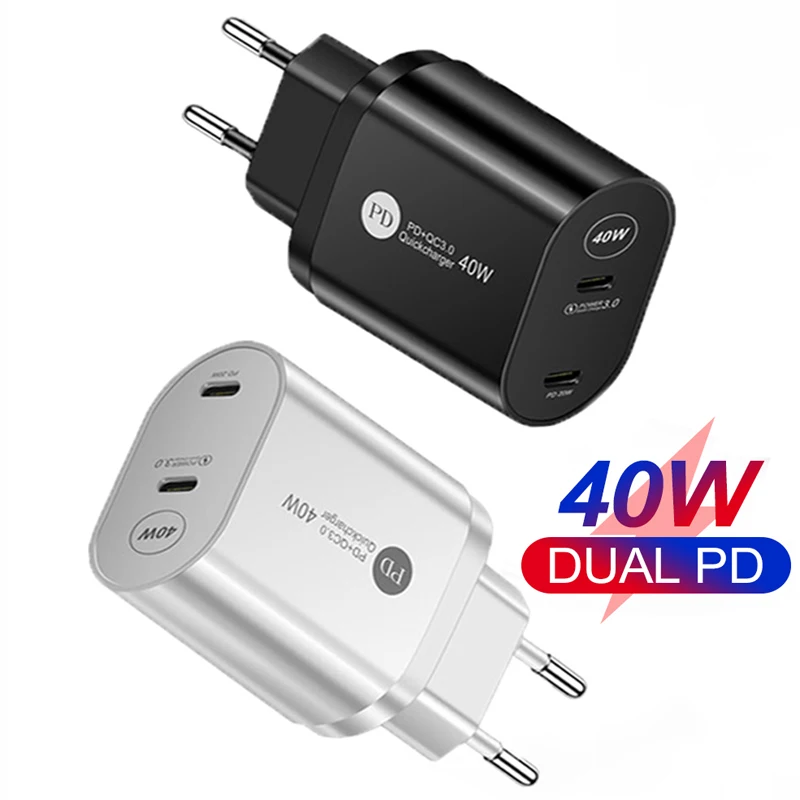 40W PD Type-C Fast Charger For Apple iPhone 13 12 Pro 8 Plus XR XS Max Samsung Huawei Xiaomi Power Mobile Phone US EU UK Adapter
40W PD Type-C Fast Charger For Apple iPhone 13 12 Pro 8 Plus XR XS Max Samsung Huawei Xiaomi Power Mobile Phone US EU UK Adapter