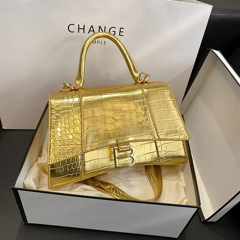 

New Hourglass Women Tote Bag Fashion Crocodile Pattern Handbags Casual Versatile Designer Luxury Trend Shoulder Crossbody Bags