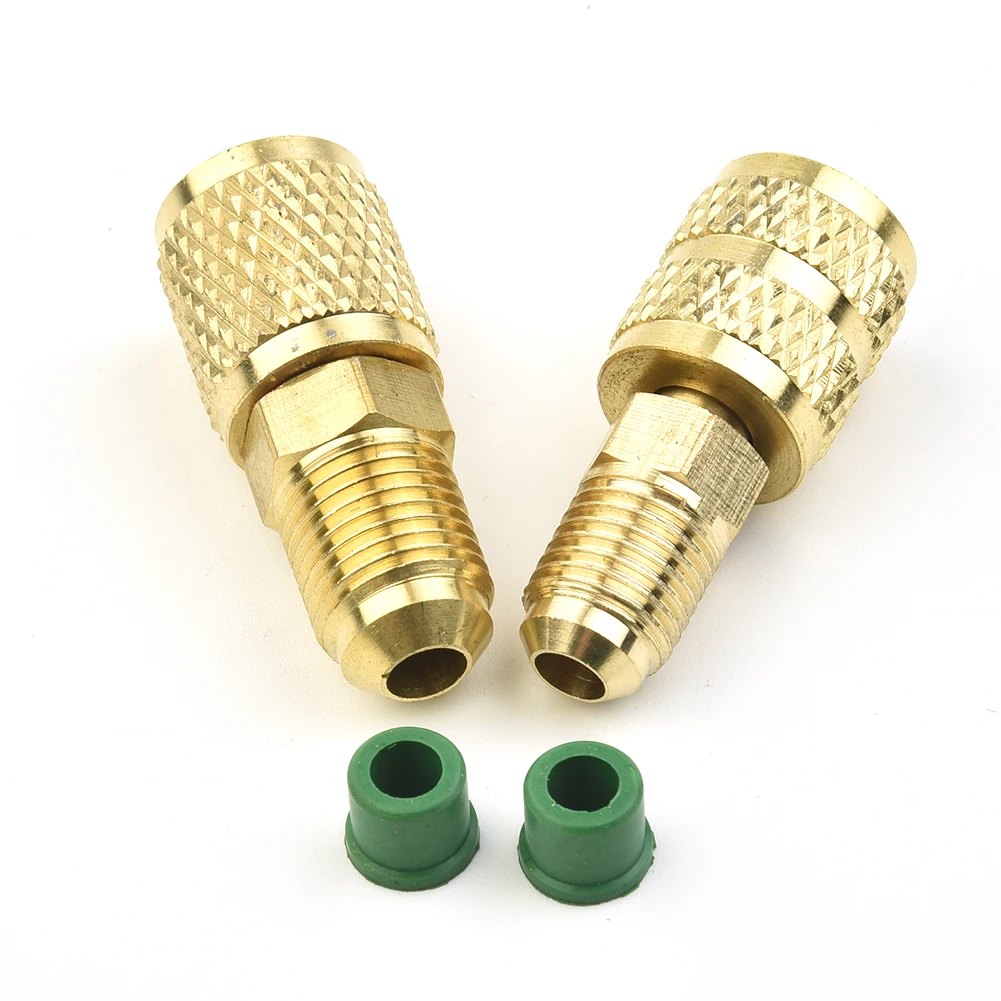 

2Pcs R410a Straight Adapter Charging Hose To Vacuum Pump With Full Swivel Tip Air Conditioners HVAC Refrigeration Service Brass