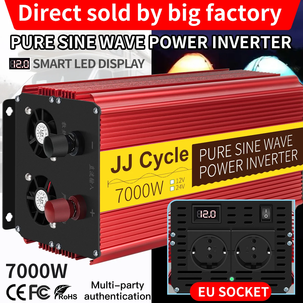 

Инвертор немодулированного синусоидального сигнала, 12 В, 220 В, разъем ЕС, 50 Гц, преобразователь напряжения постоянного тока в переменный ток, источник питания 7000 Вт, 6000 Вт, 5000 Вт, 4000 Вт, 3000 Вт