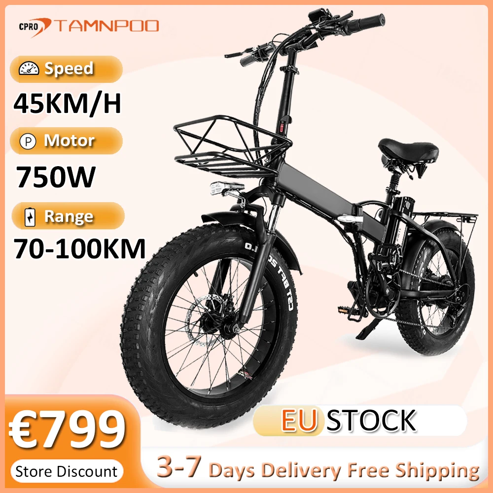 Electric Bike 750W 48V 15AH Max Speed 45KM/H 70-100KM Long Range 20*4.0'' Fat Tires Folding Moped Electric Bicycle for Adults
Electric Bike 750W 48V 15AH Max Speed 45KM/H 70-100KM Long Range 20*4.0'' Fat Tires Folding Moped Electric Bicycle for Adults