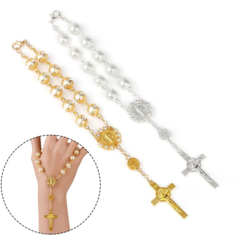 Jesus Cross Religious Vintage Bracelet Women Prayer Christian Bead Chain Pearl Bead Catholic Rosary Gold Silver Arm Jewelry
Jesus Cross Religious Vintage Bracelet Women Prayer Christian Bead Chain Pearl Bead Catholic Rosary Gold Silver Arm Jewelry
