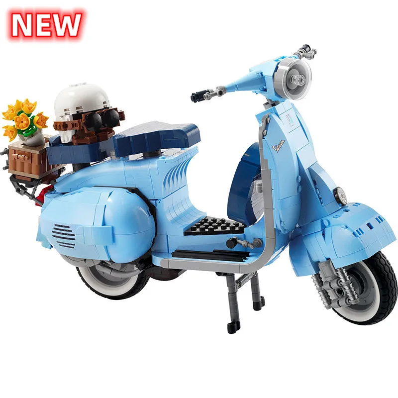 

Roman Holida Vespa 125 MOC 10298 Famous Motorcycle City MOTO Assembled Building Blocks Bricks High-Tech Model Toys For Kids Gift