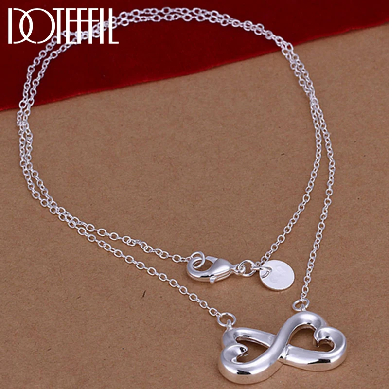DOTEFFIL 925 Sterling Silver Double Heart Pendant Necklace 18 inch Chain For Woman Engagement Wedding Fashion Charm Jewelry
DOTEFFIL 925 Sterling Silver Double Heart Pendant Necklace 18 inch Chain For Woman Engagement Wedding Fashion Charm Jewelry