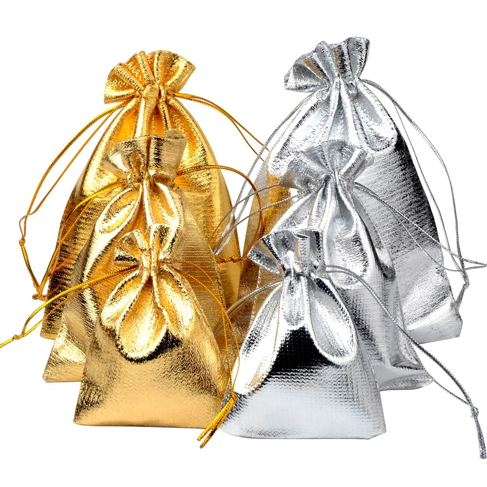 100Pcs/bag Multi-Size Gold and Silver Cloth Bag Adjustable Jewelry Packaging Cloth Bag Gold Drawstring Wedding Storage Bag
100Pcs/bag Multi-Size Gold and Silver Cloth Bag Adjustable Jewelry Packaging Cloth Bag Gold Drawstring Wedding Storage Bag