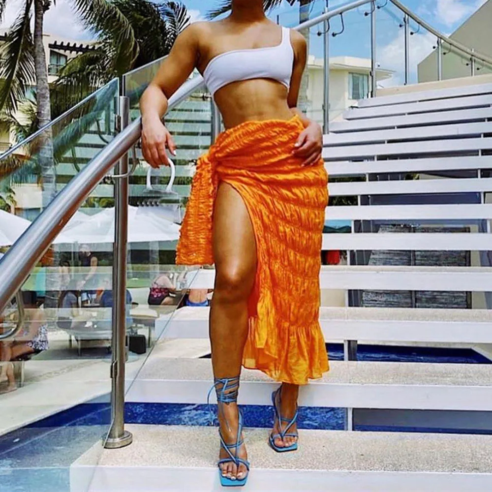 Summer Long Pleated Skirt Women Sexy Lace Up High Waist Side Split Skirts Beach Style Female Outfits
Summer Long Pleated Skirt Women Sexy Lace Up High Waist Side Split Skirts Beach Style Female Outfits