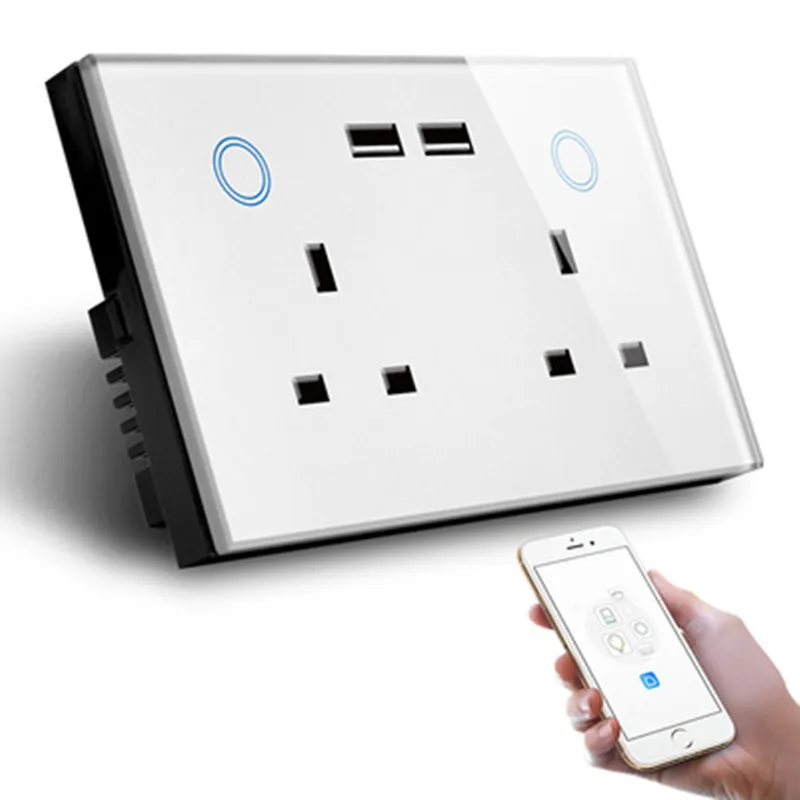 Smart Home Automation 147*86mm Double UK Wall Socket and Double USB Charger Wall Socket Compatible and Google Home
Smart Home Automation 147*86mm Double UK Wall Socket and Double USB Charger Wall Socket Compatible and Google Home