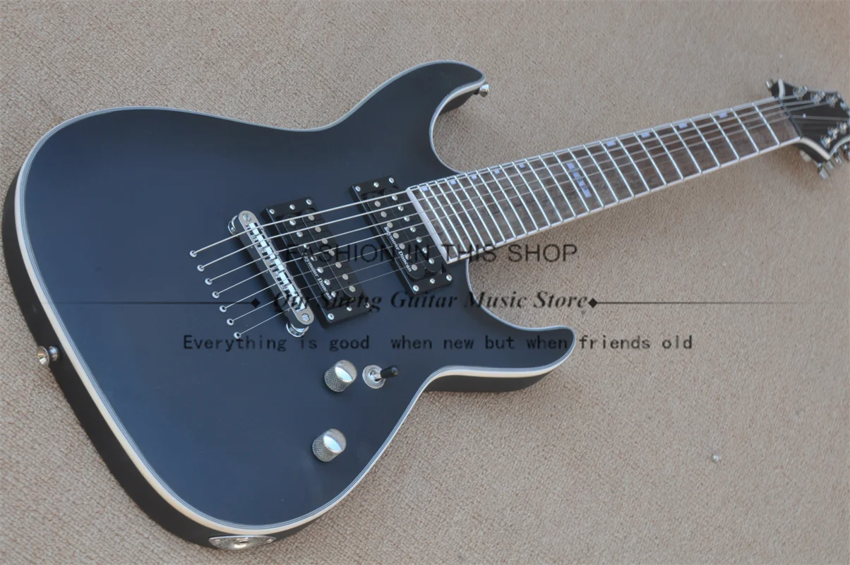 7 String Electric Guitar, Matte Black Guitar, Maple Wood Set In Basswood Body, Rosewood Fingerboard, Fixed Bridge
7 String Electric Guitar, Matte Black Guitar, Maple Wood Set In Basswood Body, Rosewood Fingerboard, Fixed Bridge