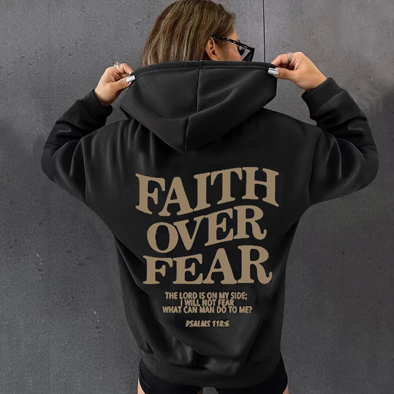 "Faith Over Fear" Letter Print Hoodies Women Casual Long Sleeve Pullover Tops Fashion Harajuku Unisex Pockets Hooded Sweatshirts
"Faith Over Fear" Letter Print Hoodies Women Casual Long Sleeve Pullover Tops Fashion Harajuku Unisex Pockets Hooded Sweatshirts