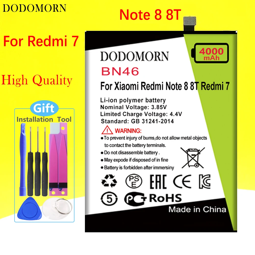 Аккумулятор DODOMORN BN46 для смартфона Xiaomi Redmi Note 8 8T Redmi 7/умная искусственная кожа высокого качества + номер отслеживания
Аккумулятор DODOMORN BN46 для смартфона Xiaomi Redmi Note 8 8T Redmi 7/умная искусственная кожа высокого качества + номер отслеживания