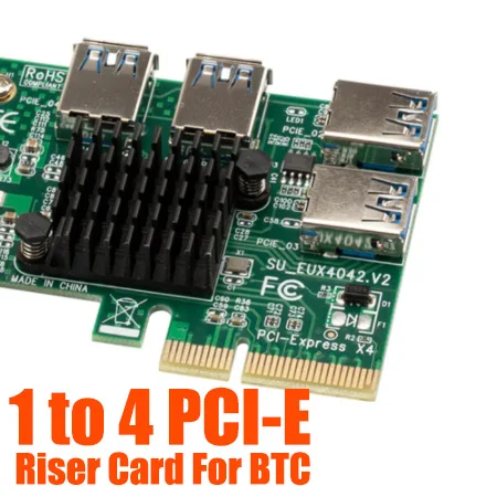 PCI-E PCIE Riser Card For Mining 1 to 4 USB 3.0 Slot Multiplier Hub Adapter PCI Express For Bitcoin Miner Devices BTC Accessory
PCI-E PCIE Riser Card For Mining 1 to 4 USB 3.0 Slot Multiplier Hub Adapter PCI Express For Bitcoin Miner Devices BTC Accessory