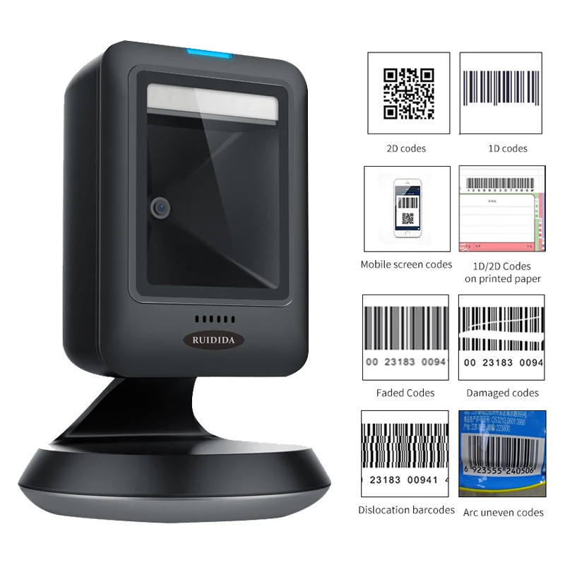 

Сканер штрих-кода «свободные руки» 1D 2D настольный считыватель qr-кода проводной USB считыватель штрих-кодов для супермаркета настольный скан...