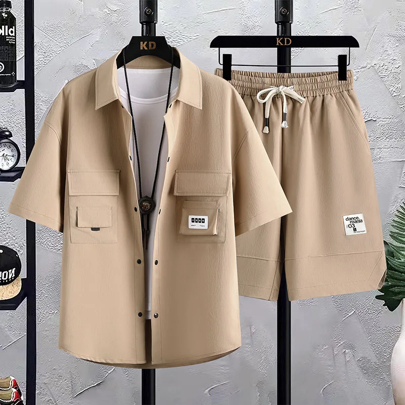 Summer Fashion Trend Men's Solid Two Pieces Set Short-sleeved Shirts+Shorts High Quality Men Suits Casual Tracksuit Male
Summer Fashion Trend Men's Solid Two Pieces Set Short-sleeved Shirts+Shorts High Quality Men Suits Casual Tracksuit Male