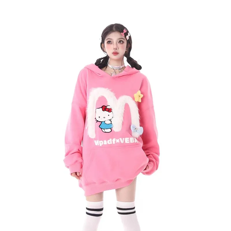 Кавайная Толстовка Hellokitty Sanrio Женская вышитая осень и зима свободная и пушистая искусственная кожа
Кавайная Толстовка Hellokitty Sanrio Женская вышитая осень и зима свободная и пушистая искусственная кожа