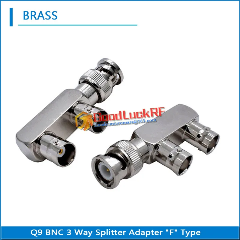 

Переходник Q9 BNC папа-2 двойной BNC мама никель латунь BNC 3-ходовой сплиттер Тип F RF разъем адаптер видео коаксиальный для камеры видеонаблюдения