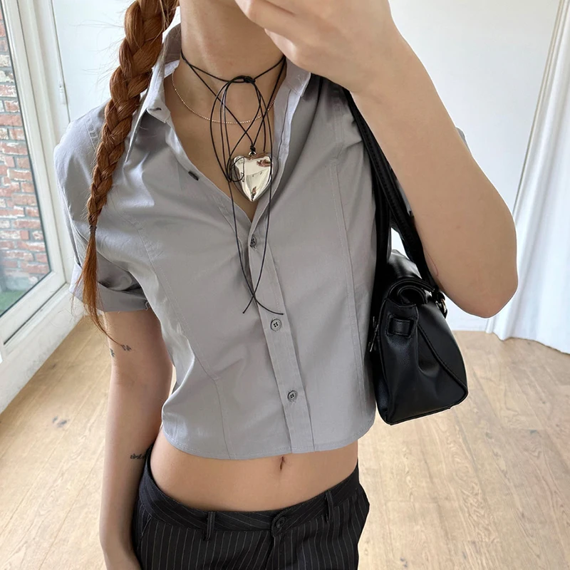 Elegant Fashion Solid Satin Blouse Office Ladies Casual Basic Turn-Down Collar Short Sleeve Shirts Women 2023 Summer
Elegant Fashion Solid Satin Blouse Office Ladies Casual Basic Turn-Down Collar Short Sleeve Shirts Women 2023 Summer