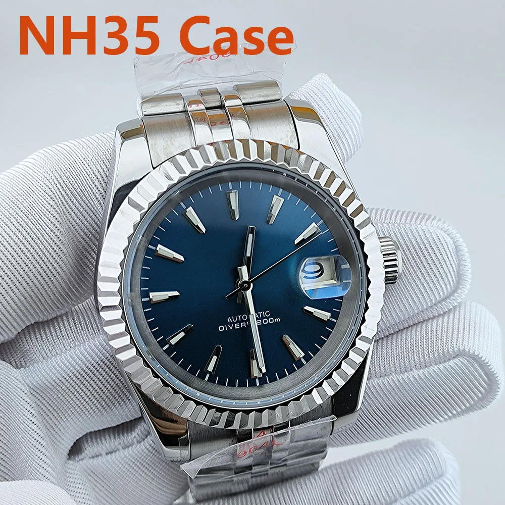 39mm NH35 case S dial Blue Luminous Dial sapphire Stainless Steel Case Transparent Case Back for NH35 NH36 Movements
39mm NH35 case S dial Blue Luminous Dial sapphire Stainless Steel Case Transparent Case Back for NH35 NH36 Movements