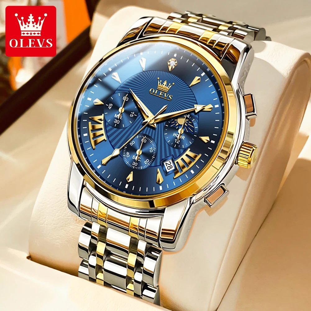 OLEVS Top Luxury Brand Quartz Watch for Men Stainless Steel Waterproof Moon Phase Chronograph Men's Wristwatches Мужские часы
OLEVS Top Luxury Brand Quartz Watch for Men Stainless Steel Waterproof Moon Phase Chronograph Men's Wristwatches Мужские часы