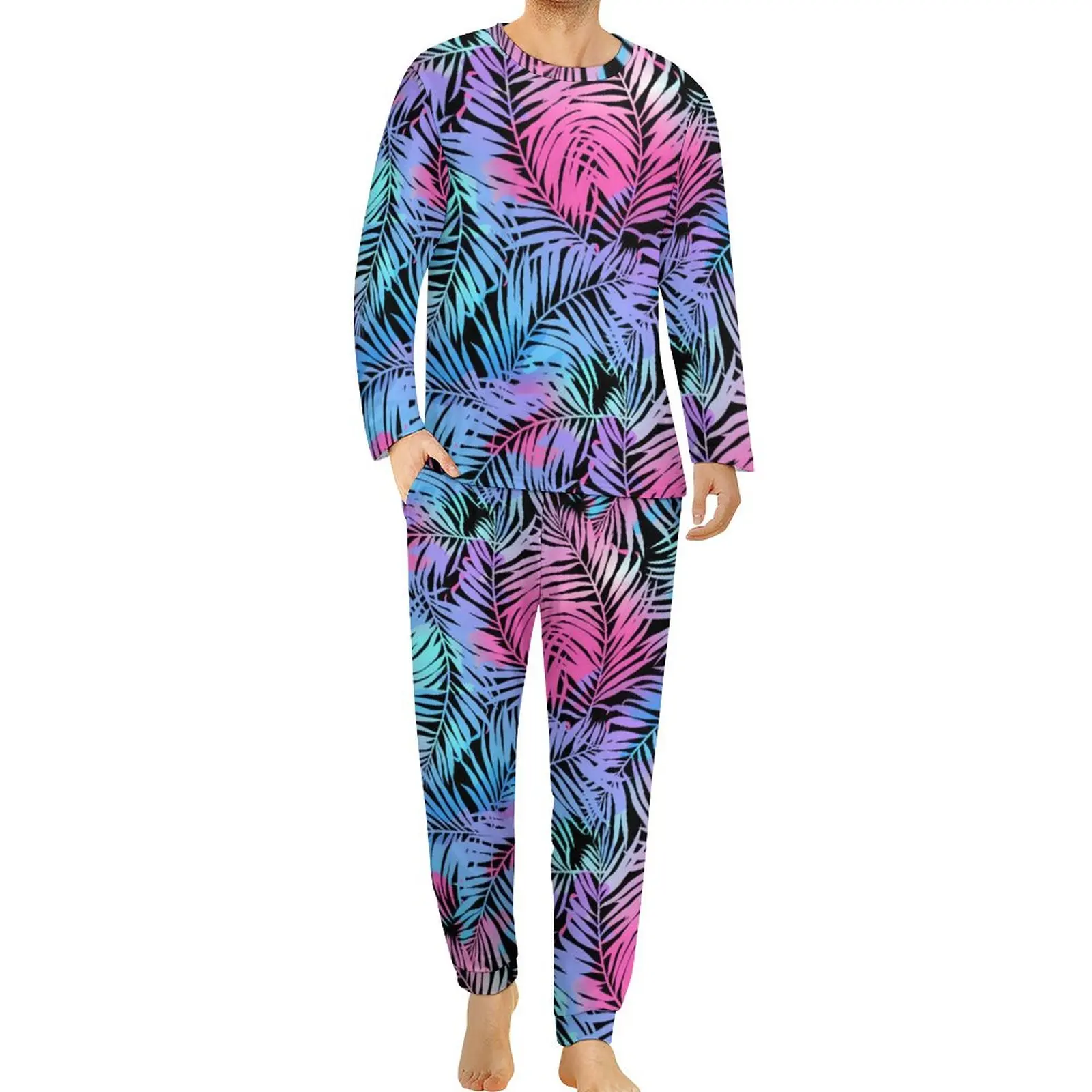 Пижама с тропическими пальмами Повседневная из 2 предметов милые пижамные комплекты с красочными листьями Мужская Ночная рубашка большого ... 
Пижама с тропическими пальмами Повседневная из 2 предметов милые пижамные комплекты с красочными листьями Мужская Ночная рубашка большого ...