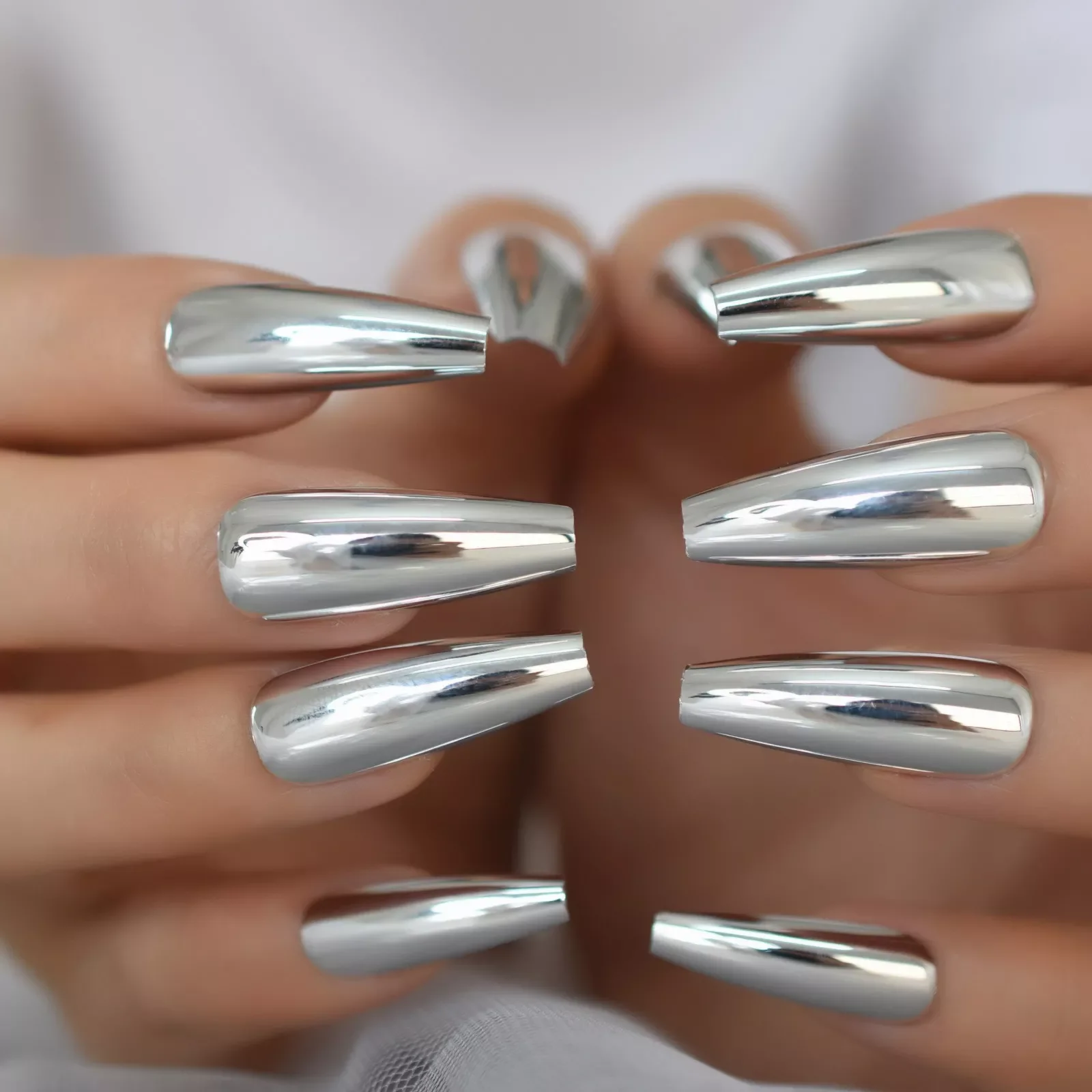 NEW Coffin Fake Nails Long Ballet Metallic False Nail Tips Solid Color Mirror Press On Artificial Nail Salon Manicure
NEW Coffin Fake Nails Long Ballet Metallic False Nail Tips Solid Color Mirror Press On Artificial Nail Salon Manicure