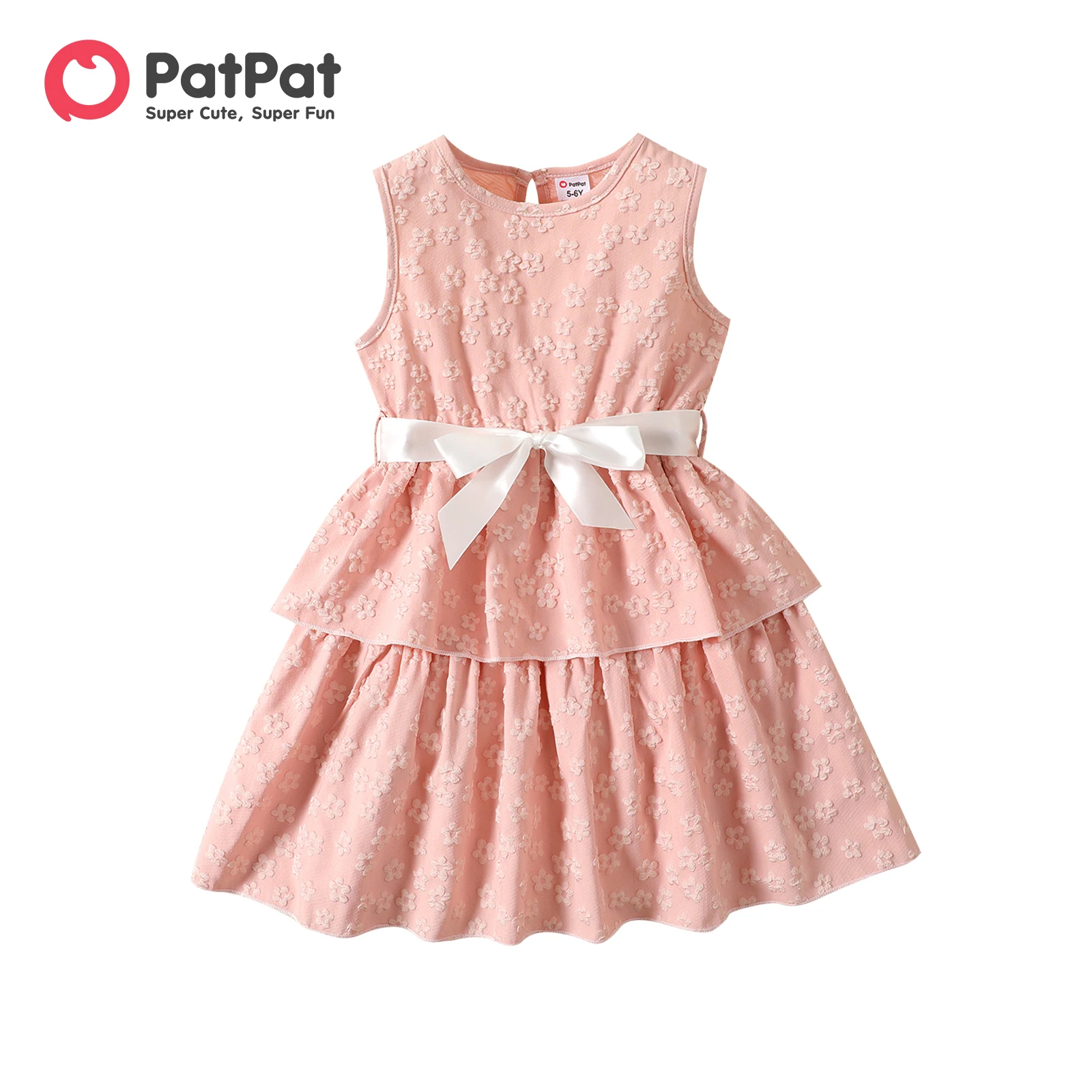 

PatPat Kid Girl Floral Embroidered Belted Layered Tank Dress