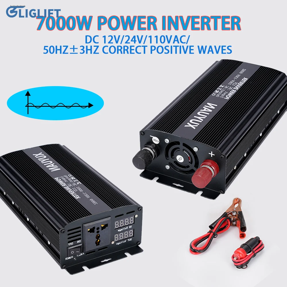 7000W Car Inverter Modified Sine Wave Inverter DC 12V/24V To AC 110V Voltage Transformer Car Adapter Dual LED Display Converter
7000W Car Inverter Modified Sine Wave Inverter DC 12V/24V To AC 110V Voltage Transformer Car Adapter Dual LED Display Converter